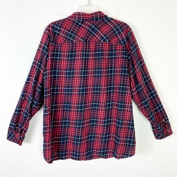 DB Bressbarn Black & Red Plaid Long Sleeve Button Up Shirt Size 2X - Picture 2 of 5